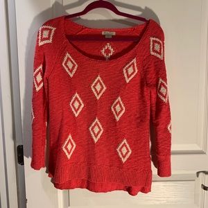 Orange Aztec sweater